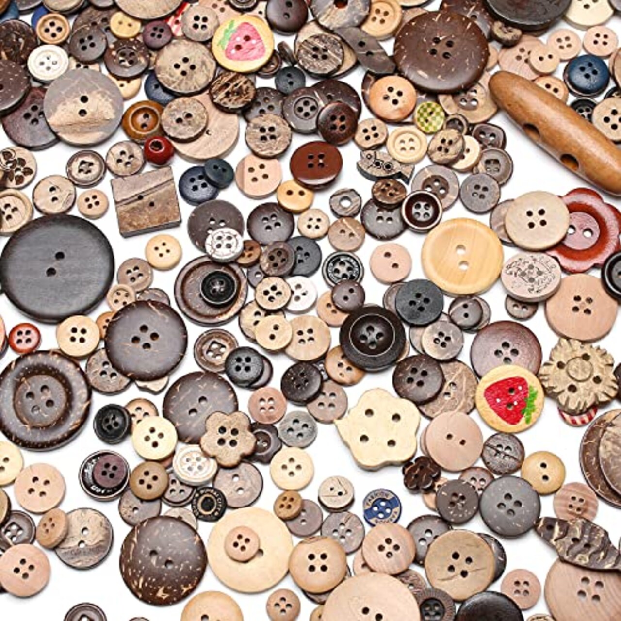 About 400 Pieces Wood Coconut Shell Button Resin Buttons, Sewing DIY Craft Buttons, Hand-Painted Decorative Buttons